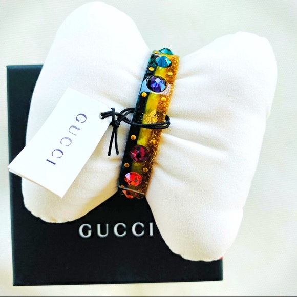 Gucci Vintage Web Resin Rainbow Cuff Watch NWT - Picture 2 of 16